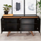 Manhattan Comfort Tudor 53" Sideboard With 4 Shelves In Black & Maple Cream