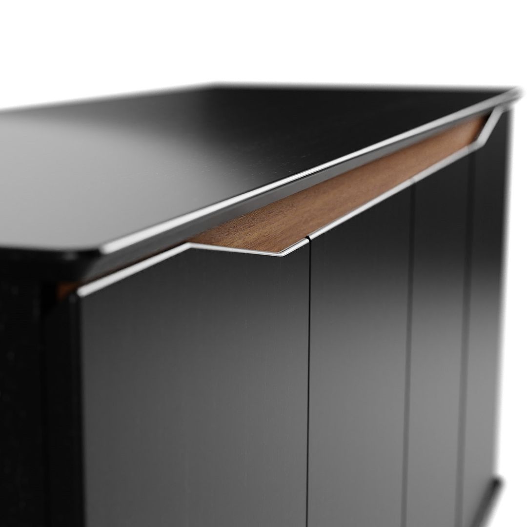 Manhattan Comfort Tudor 53" Sideboard With 4 Shelves In Black & Maple Cream