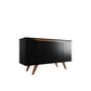 Manhattan Comfort Tudor 53" Sideboard With 4 Shelves In Black & Maple Cream