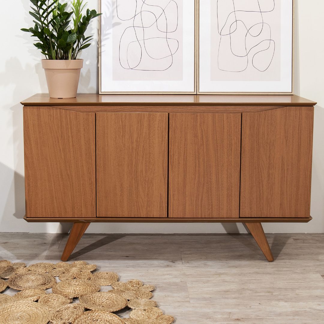 Manhattan Comfort Tudor 53" Sideboard With 4 Shelves In Maple Cream