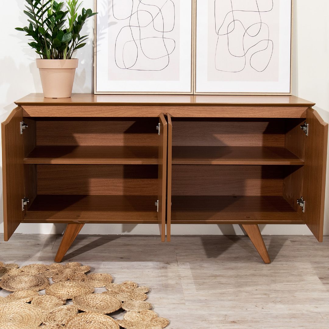 Manhattan Comfort Tudor 53" Sideboard With 4 Shelves In Maple Cream