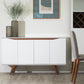 Manhattan Comfort Tudor 53" Sideboard With 4 Shelves In White Matte & Maple Cream