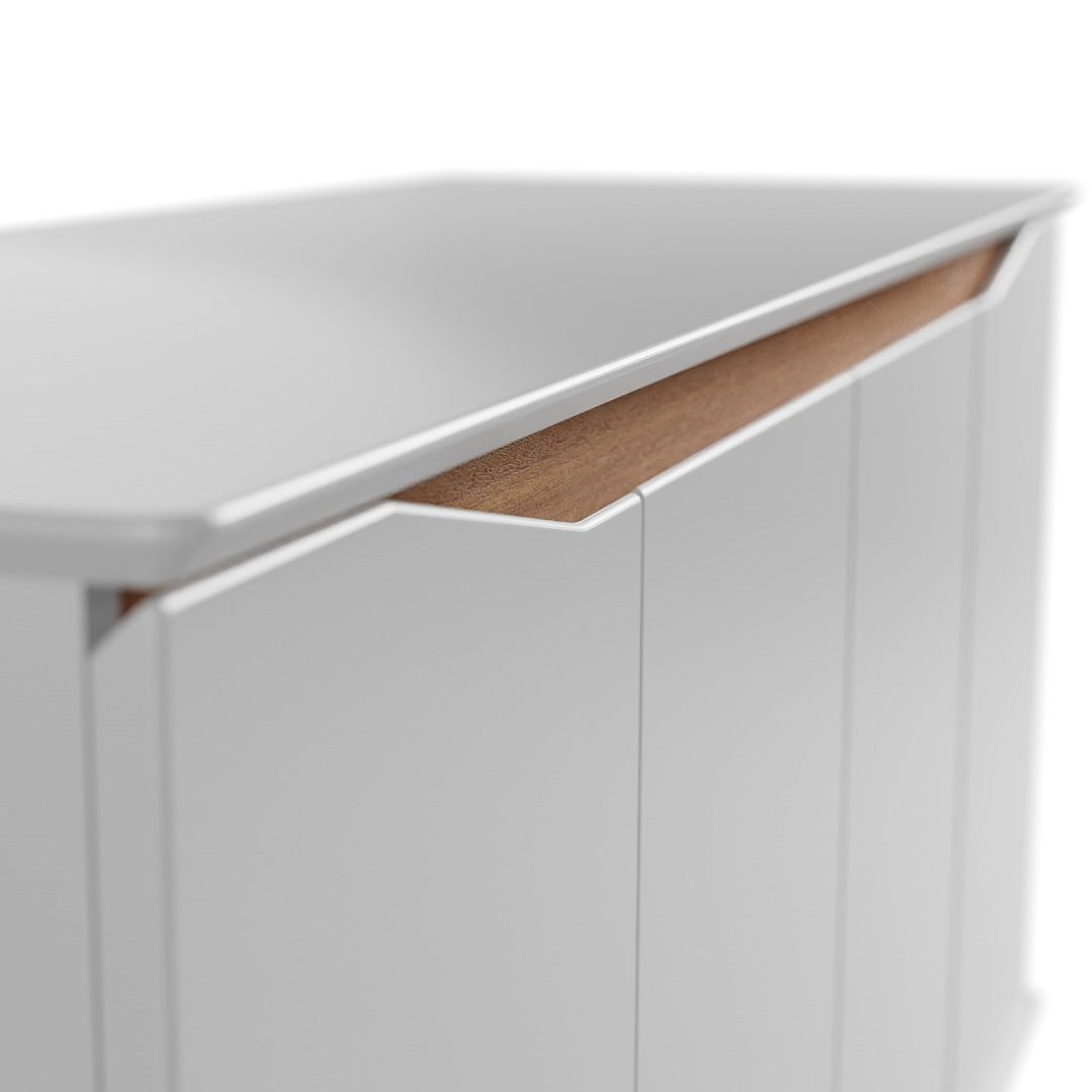 Manhattan Comfort Tudor 53" Sideboard With 4 Shelves In White Matte & Maple Cream