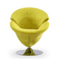 Manhattan Comfort Tulip Green & Polished Chrome Velvet Swivel Accent Chair