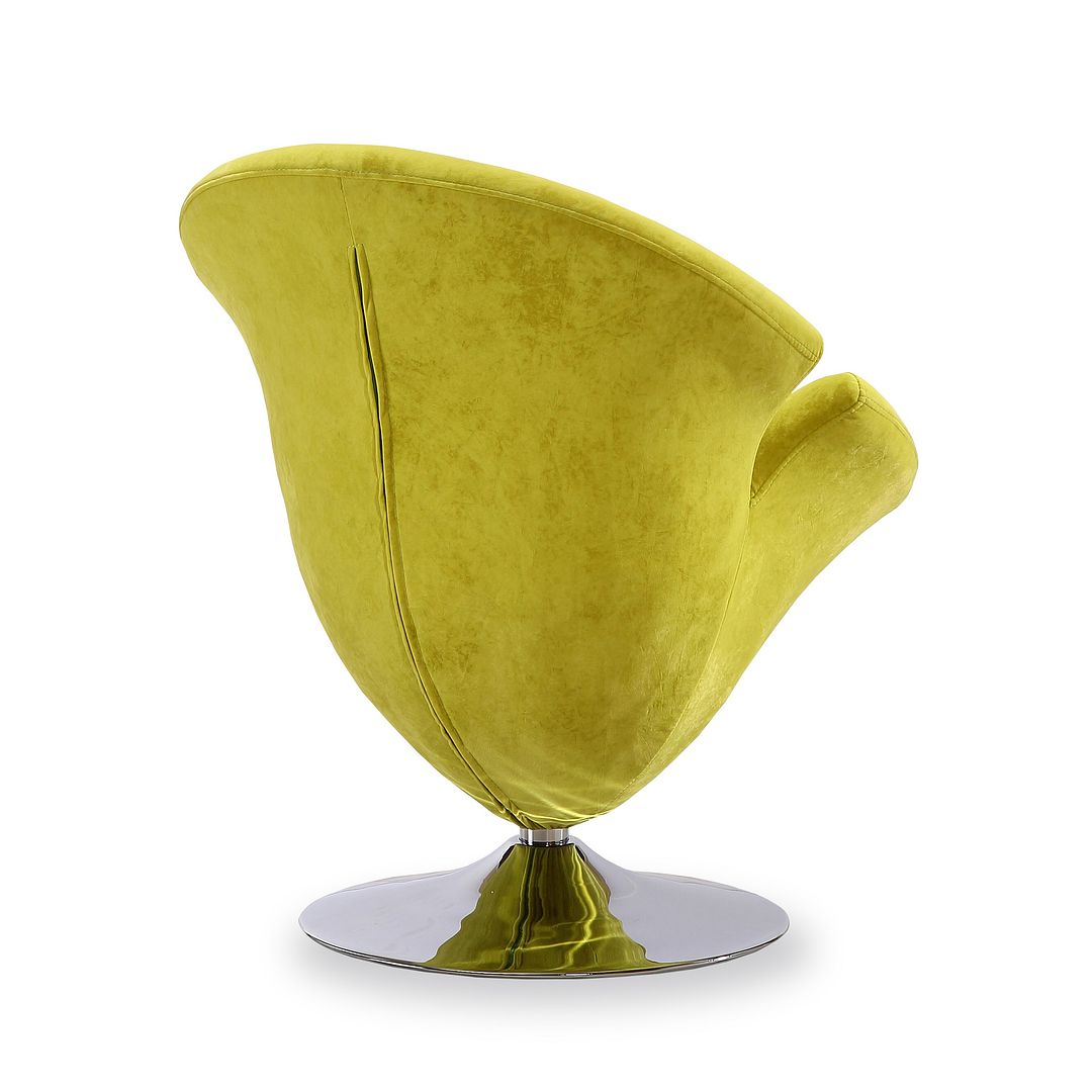 Manhattan Comfort Tulip Green & Polished Chrome Velvet Swivel Accent Chair