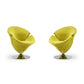 Manhattan Comfort Tulip Green & Polished Chrome Velvet Swivel Accent Chairs In A Set Of 2