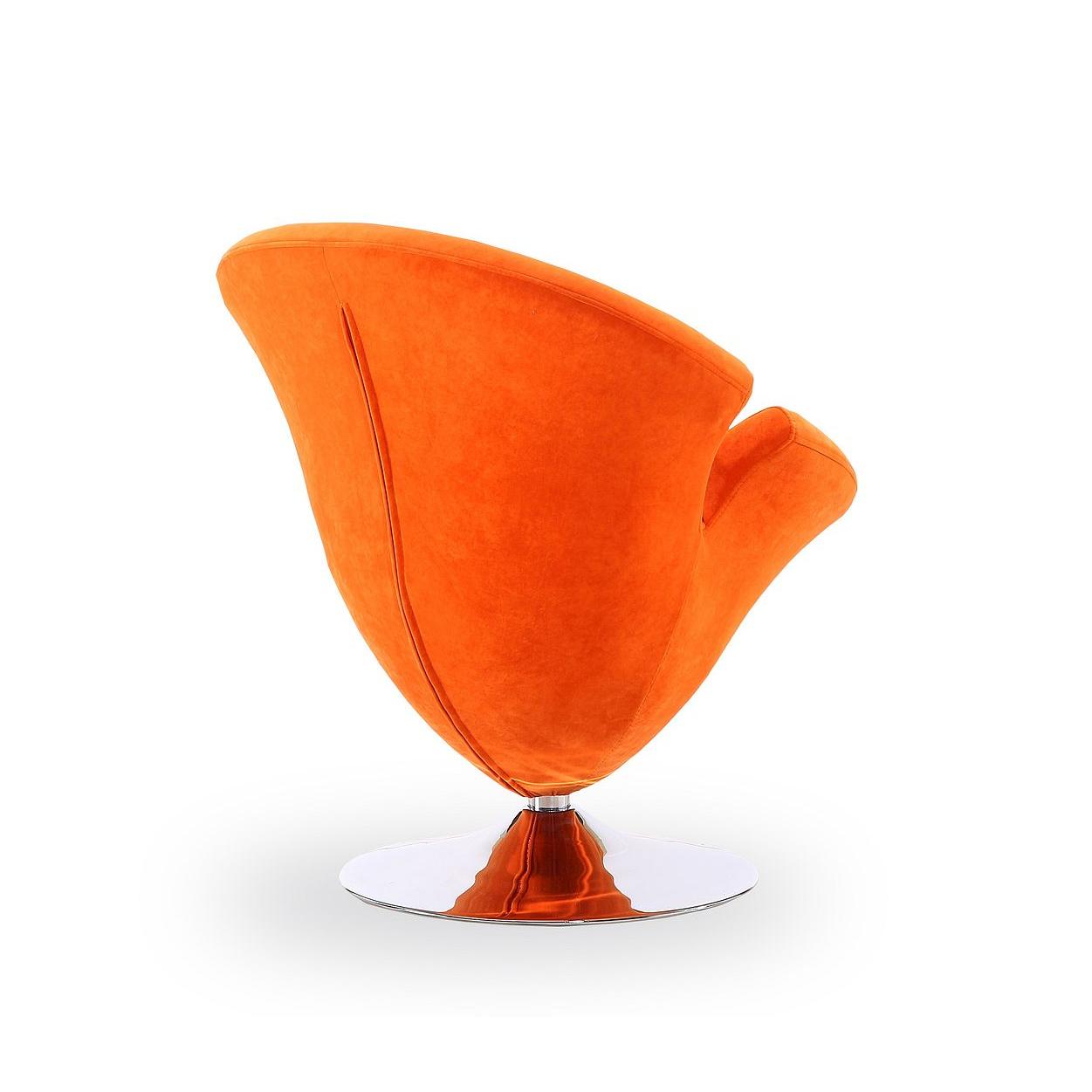 Manhattan Comfort Tulip Orange & Polished Chrome Velvet Swivel Accent Chair