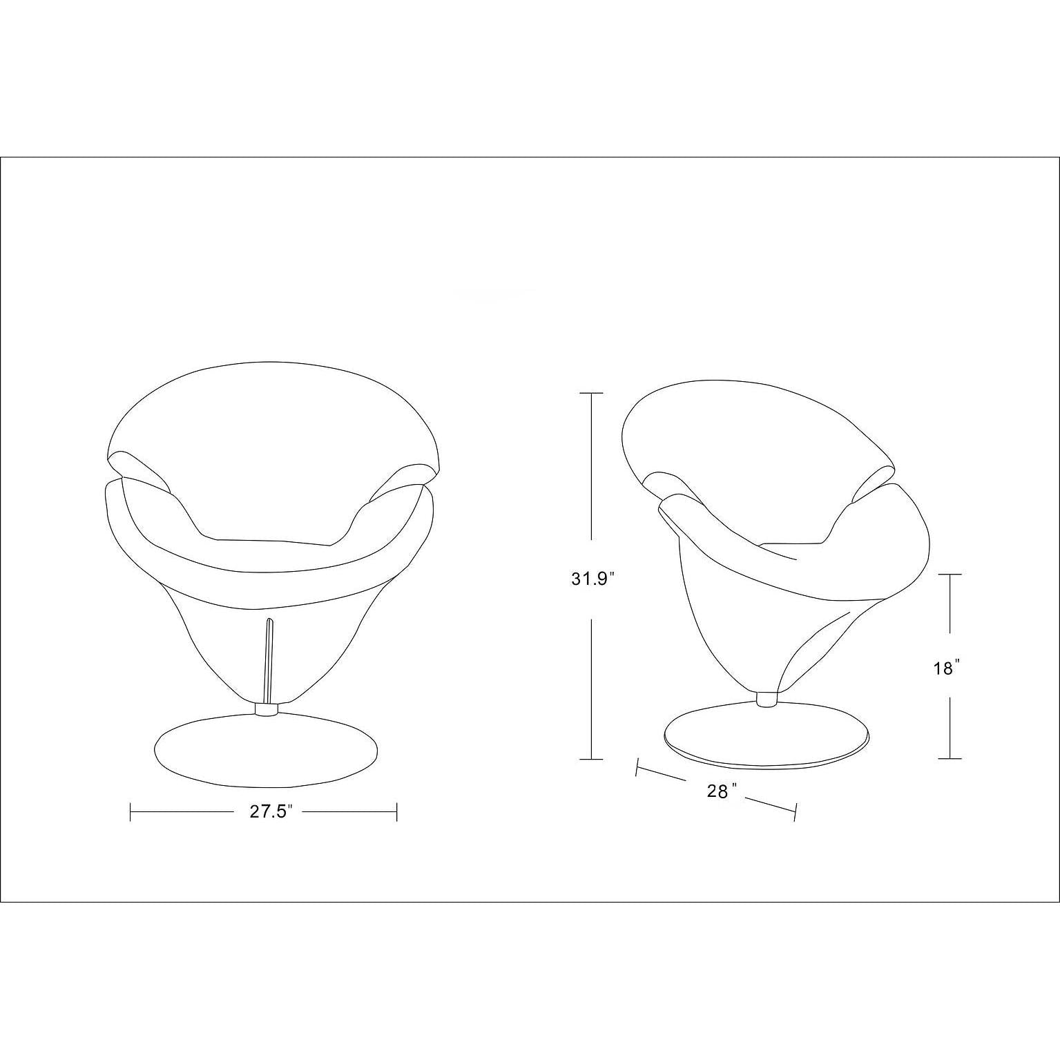 Manhattan Comfort Tulip Orange & Polished Chrome Velvet Swivel Accent Chairs In A Set Of 2