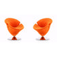 Manhattan Comfort Tulip Orange & Polished Chrome Velvet Swivel Accent Chairs In A Set Of 2