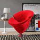 Manhattan Comfort Tulip Red & Polished Chrome Velvet Swivel Accent Chairs In A Set Of 2