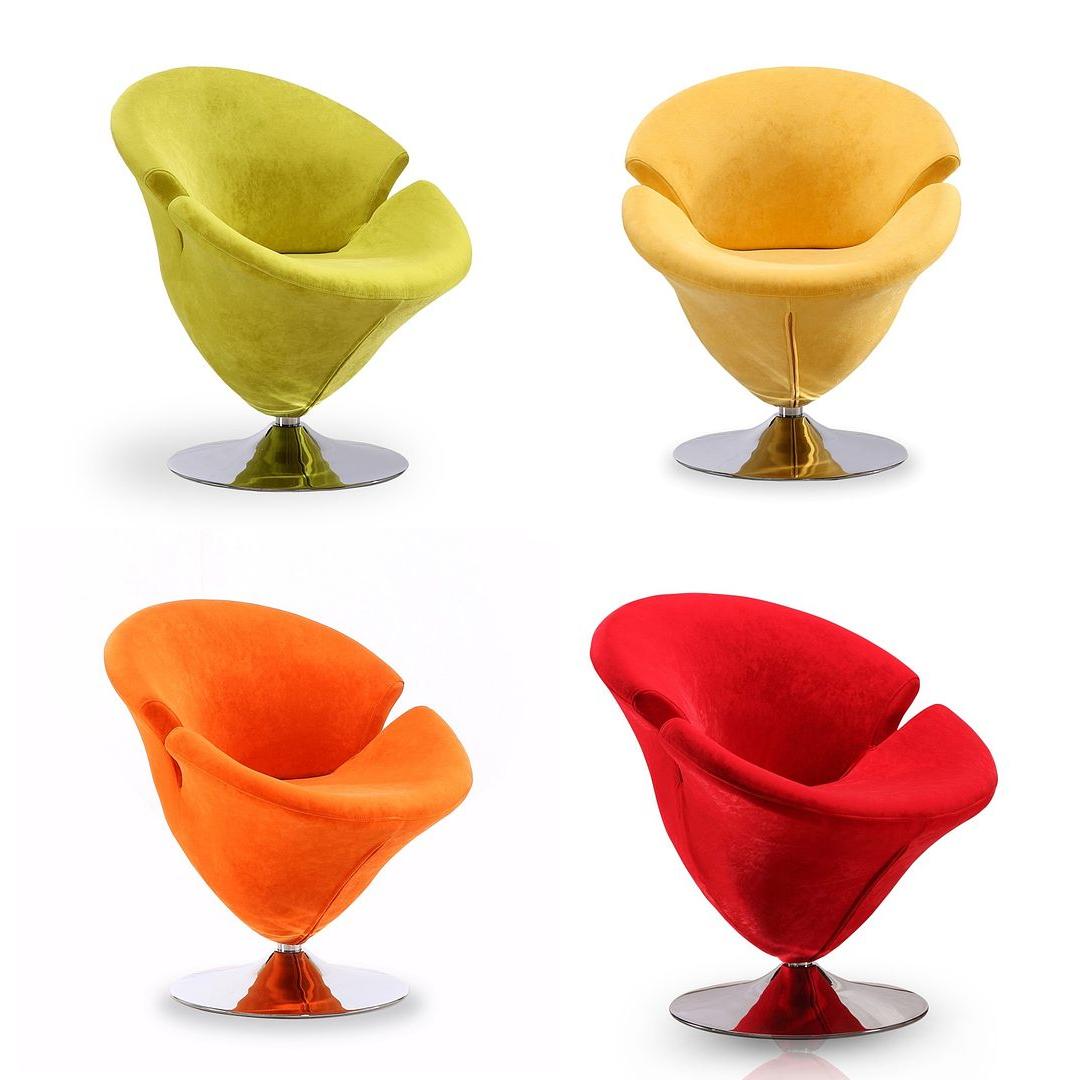 Manhattan Comfort Tulip Swivel 4-Piece Accent Chairs In Multi Color Orange, Yellow, Green & Red