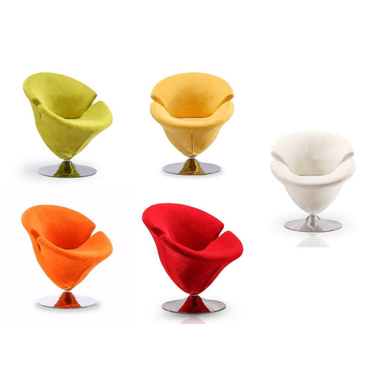 Manhattan Comfort Tulip Swivel 5-Piece Accent Chairs In Multi Color White, Orange, Yellow, Green & Red