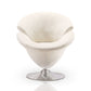 Manhattan Comfort Tulip White & Polished Chrome Velvet Swivel Accent Chair
