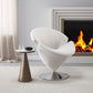 Manhattan Comfort Tulip White & Polished Chrome Velvet Swivel Accent Chairs In A Set Of 2
