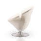 Manhattan Comfort Tulip White & Polished Chrome Velvet Swivel Accent Chairs In A Set Of 2