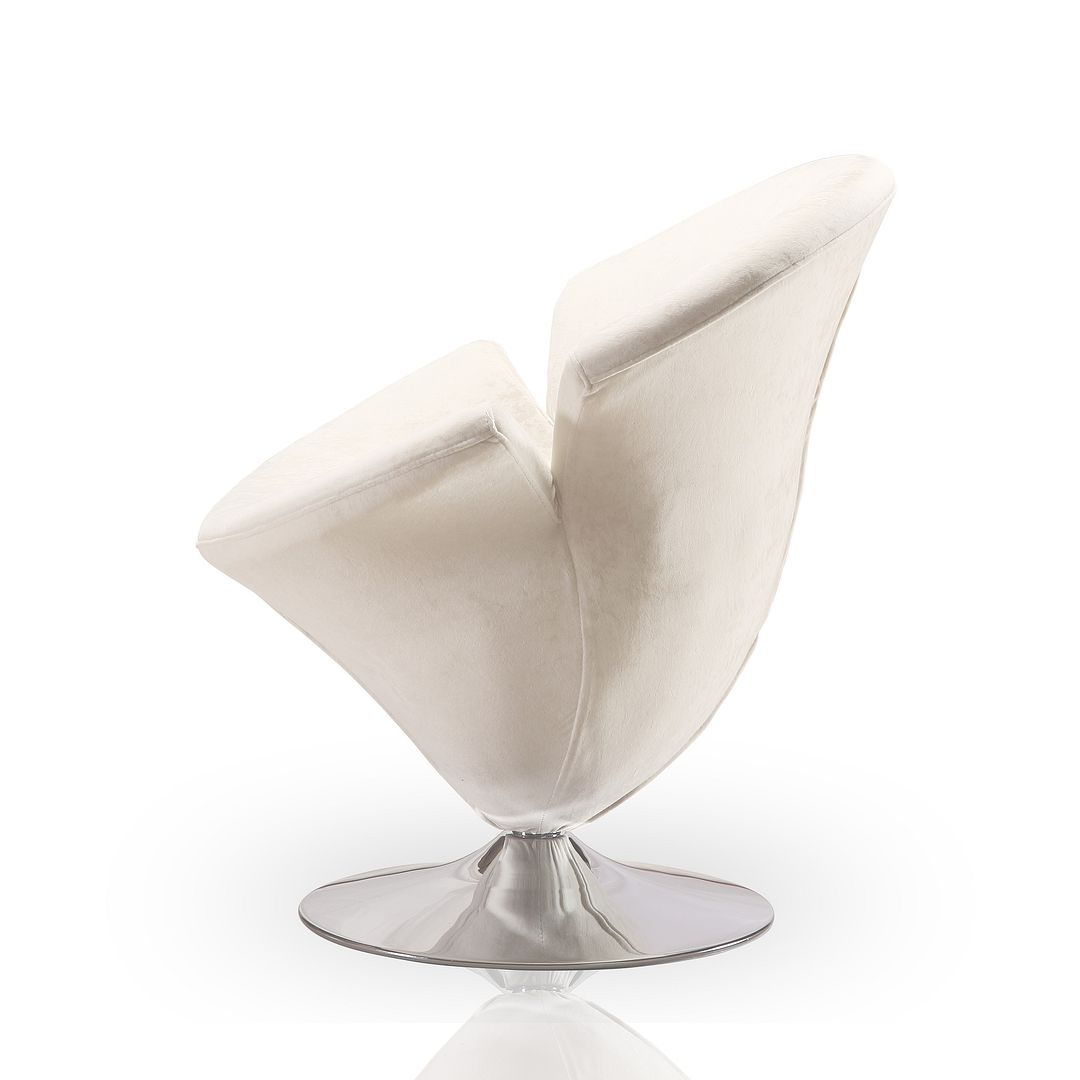 Manhattan Comfort Tulip White & Polished Chrome Velvet Swivel Accent Chairs In A Set Of 2
