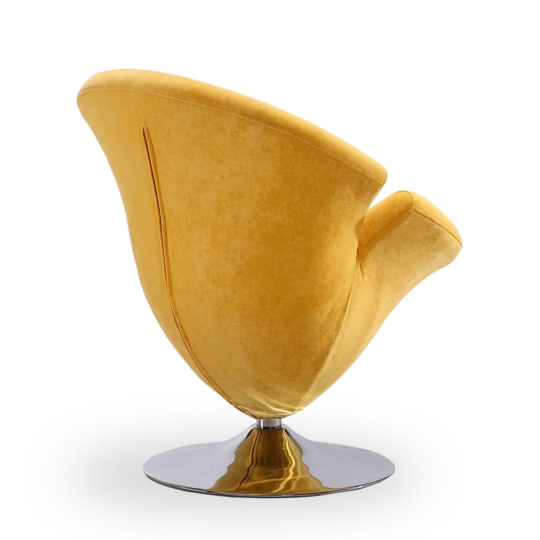Manhattan Comfort Tulip Yellow & Polished Chrome Velvet Swivel Accent Chair
