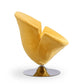 Manhattan Comfort Tulip Yellow & Polished Chrome Velvet Swivel Accent Chairs In A Set Of 2