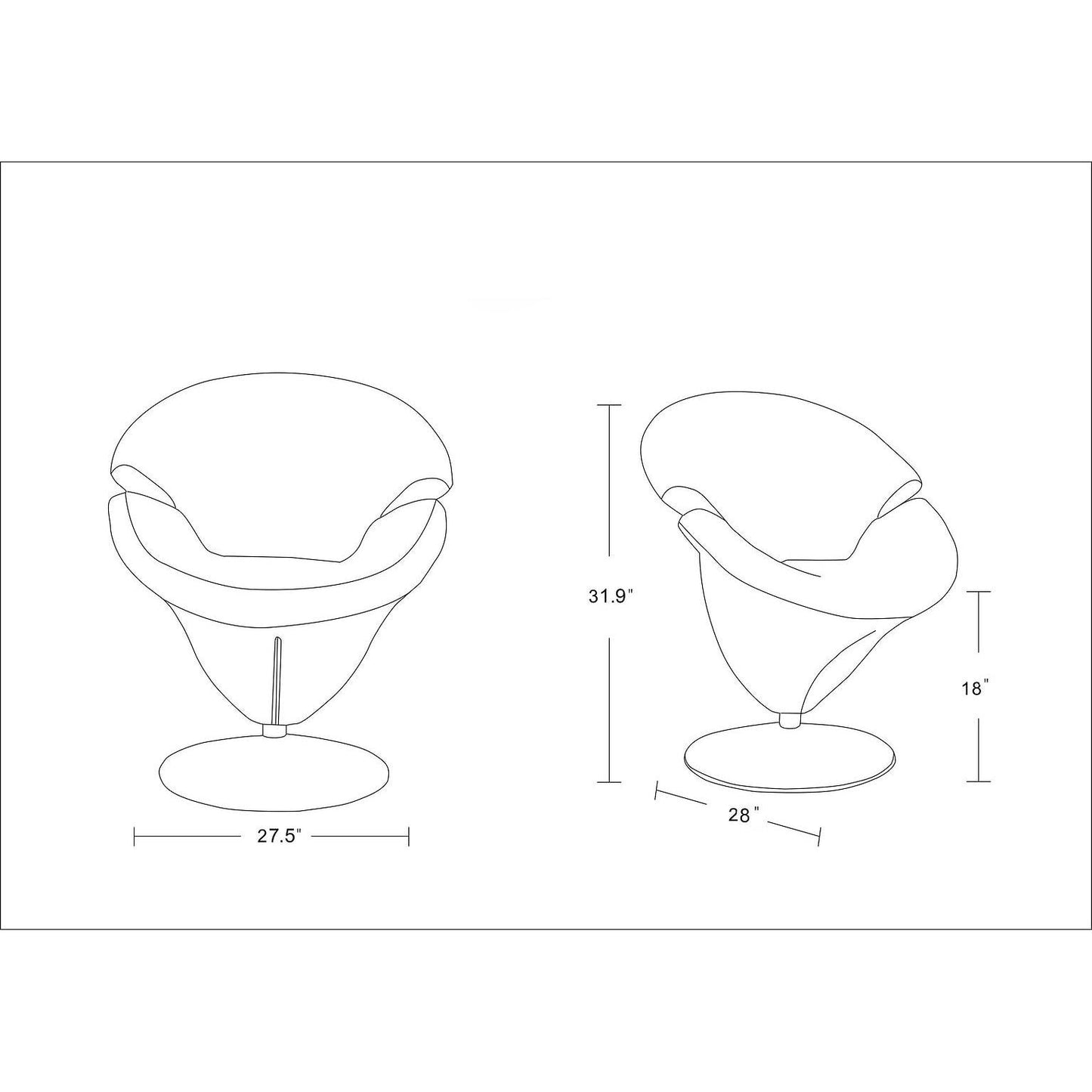 Manhattan Comfort Tulip Yellow & Polished Chrome Velvet Swivel Accent Chairs In A Set Of 2