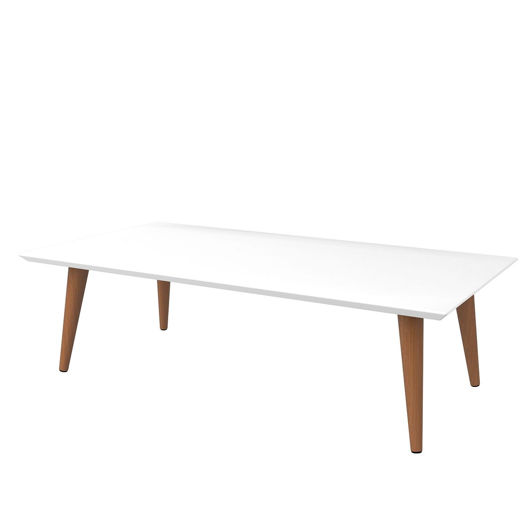 Manhattan Comfort Utopia 18" High Rectangle Coffee Table With Splayed Legs In White Gloss