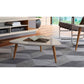 Manhattan Comfort Utopia 18" High Triangle Coffee Table With Splayed Legs In Off White & Maple Cream