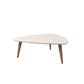 Manhattan Comfort Utopia 18" High Triangle Coffee Table With Splayed Legs In Off White & Maple Cream