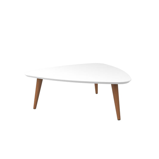 Manhattan Comfort Utopia 18" High Triangle Coffee Table With Splayed Legs In White Gloss