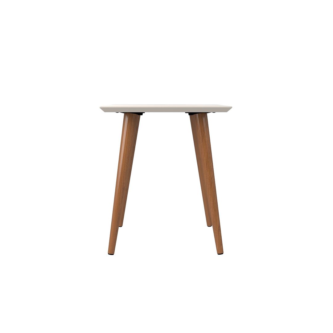 Manhattan Comfort Utopia 20" High Square End Table With Splayed Wooden Legs In Off White & Maple Cream