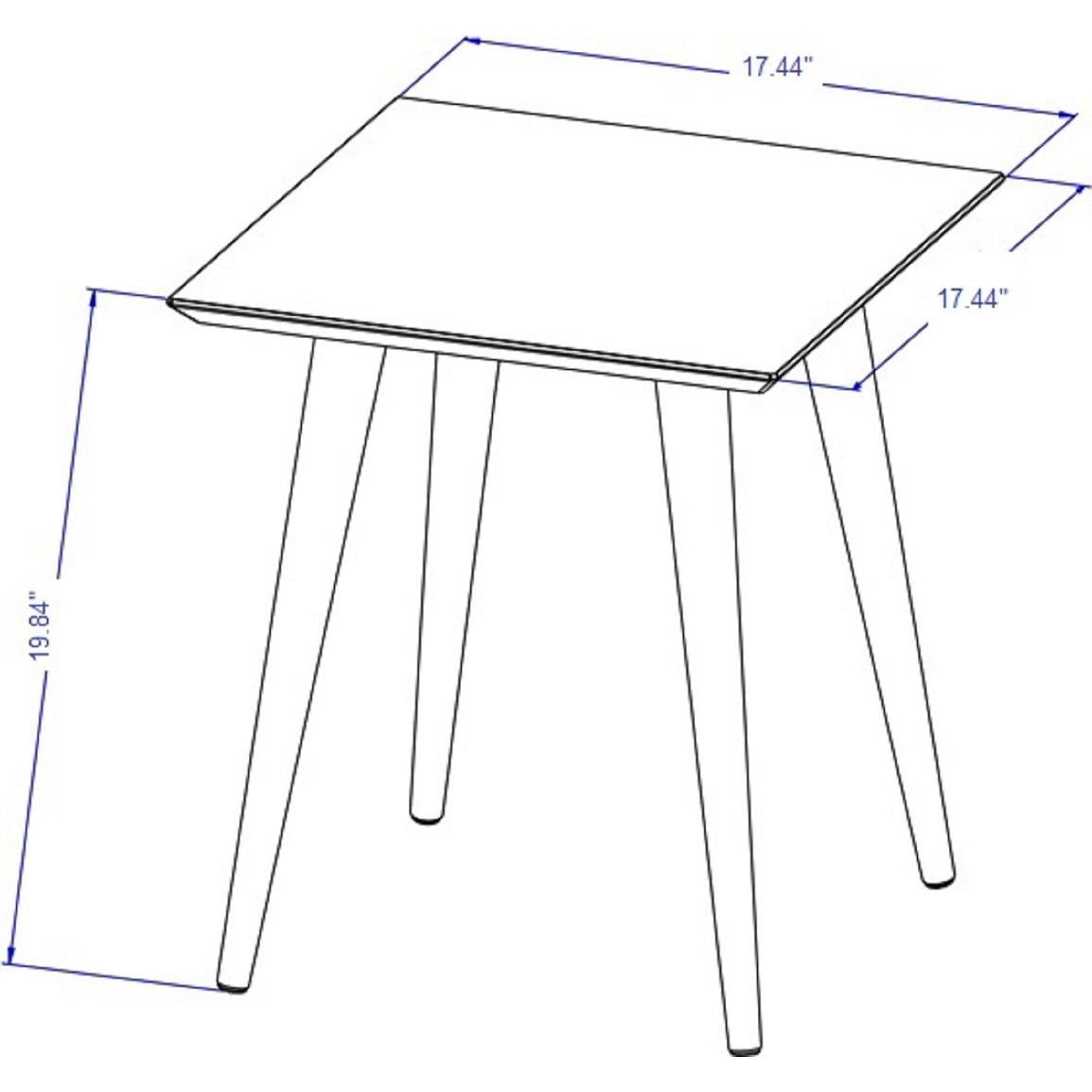 Manhattan Comfort Utopia 20" High Square End Table With Splayed Wooden Legs In Off White & Maple Cream