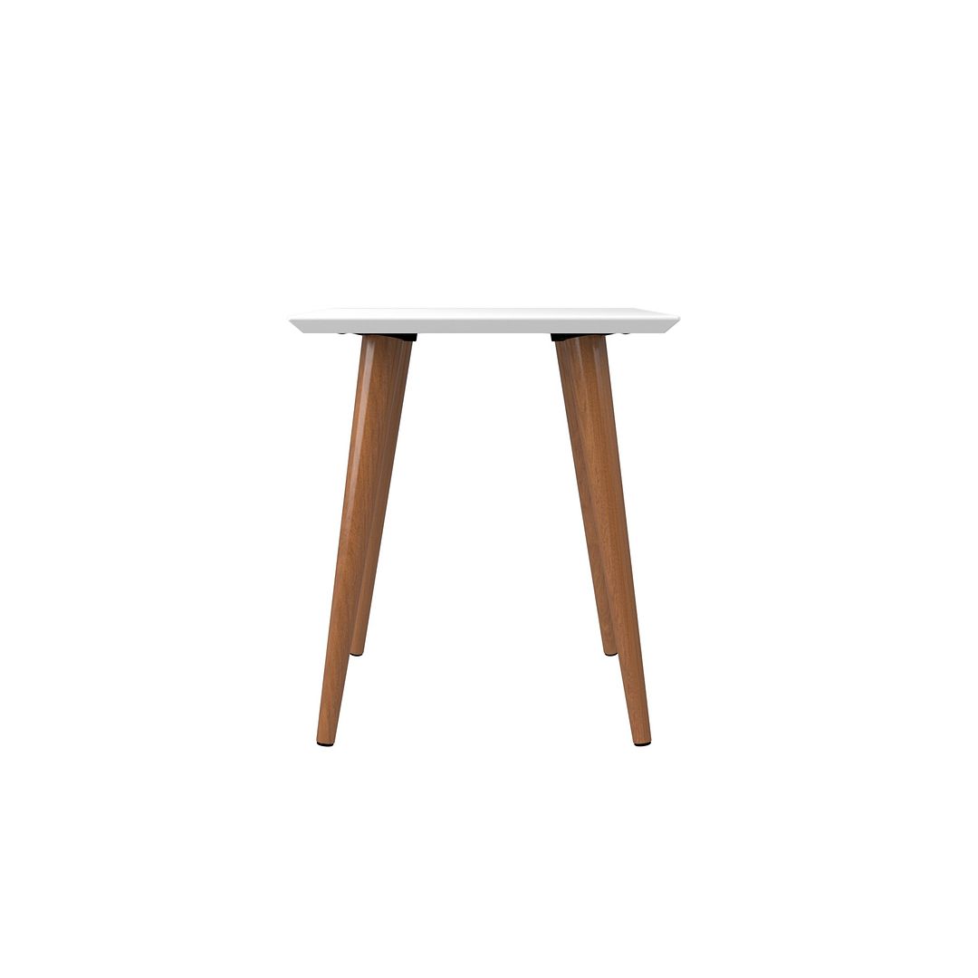 Manhattan Comfort Utopia 20" High Square End Table With Splayed Wooden Legs In White Gloss