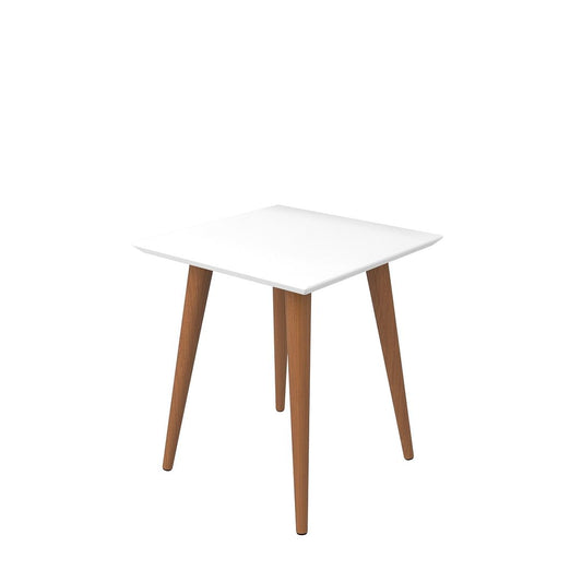 Manhattan Comfort Utopia 20" High Square End Table With Splayed Wooden Legs In White Gloss