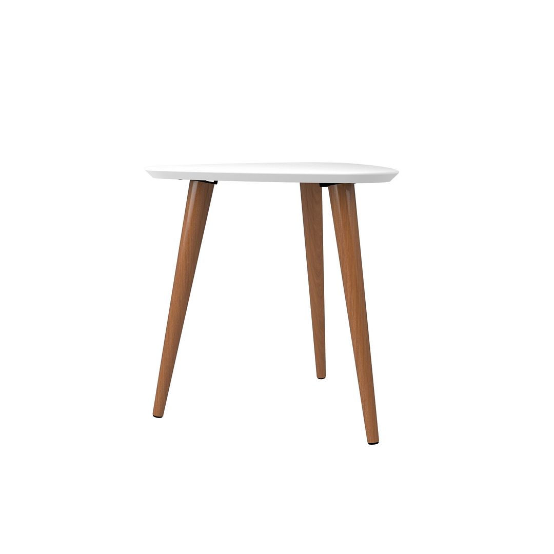 Manhattan Comfort Utopia 20" High Triangle End Table With Splayed Wooden Legs In White Gloss