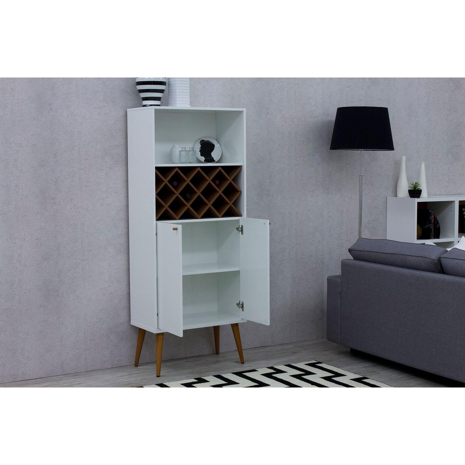 Manhattan Comfort Utopia Bookcase In Off White & Maple Cream