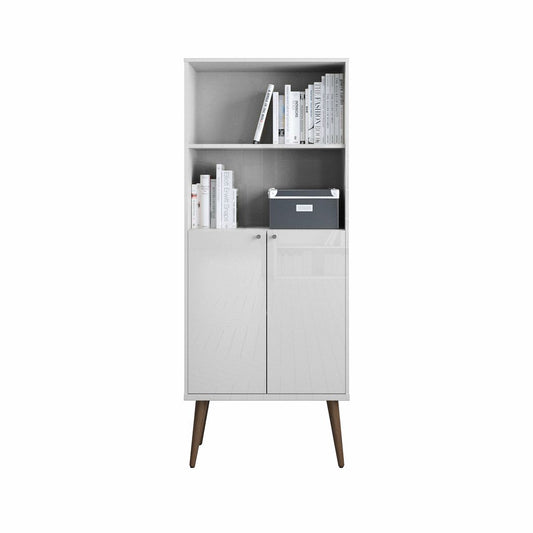 Manhattan Comfort Utopia Bookcase In Off White & Maple Cream