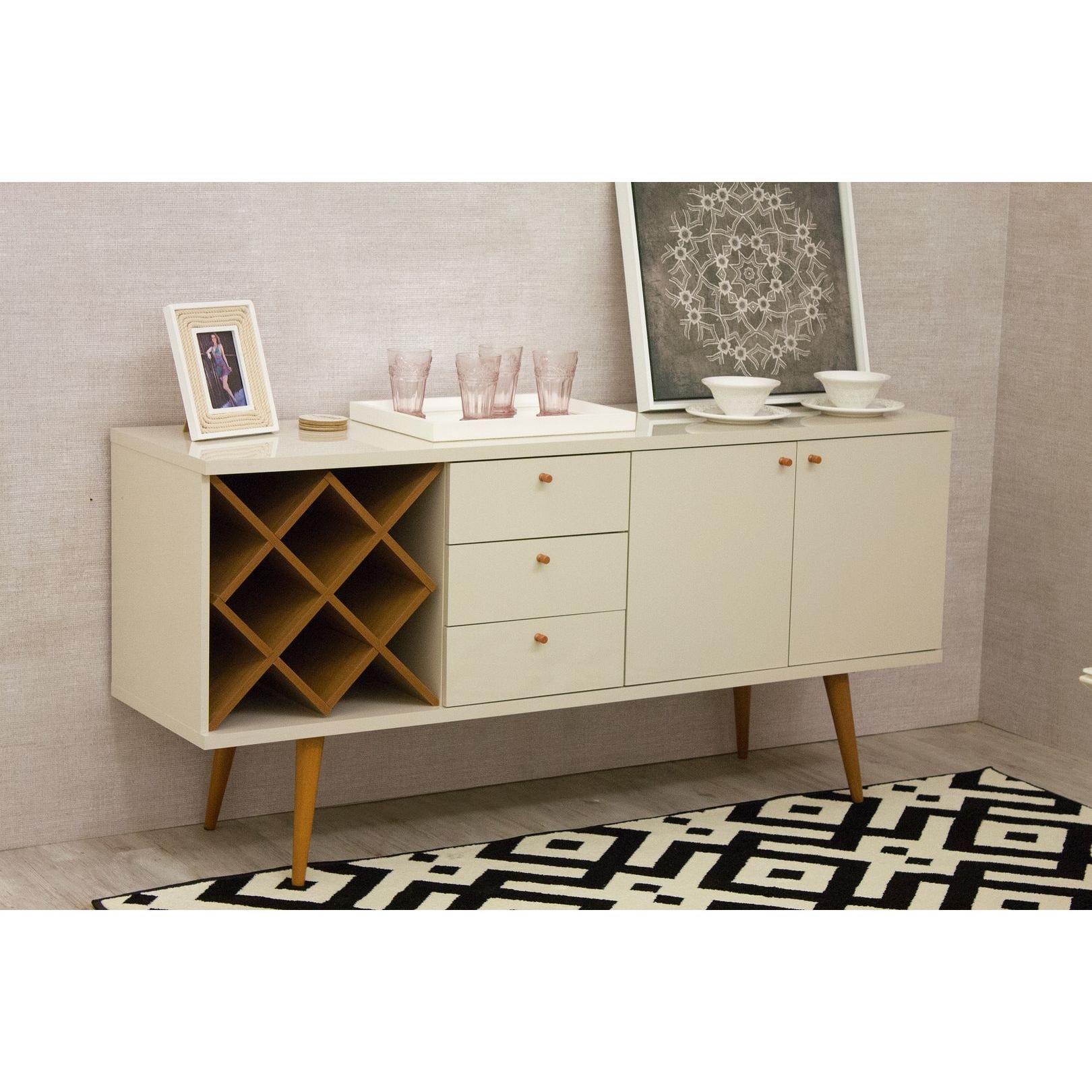 Manhattan Comfort Utopia Wide Dresser Cabinet In Off White & Maple Cream