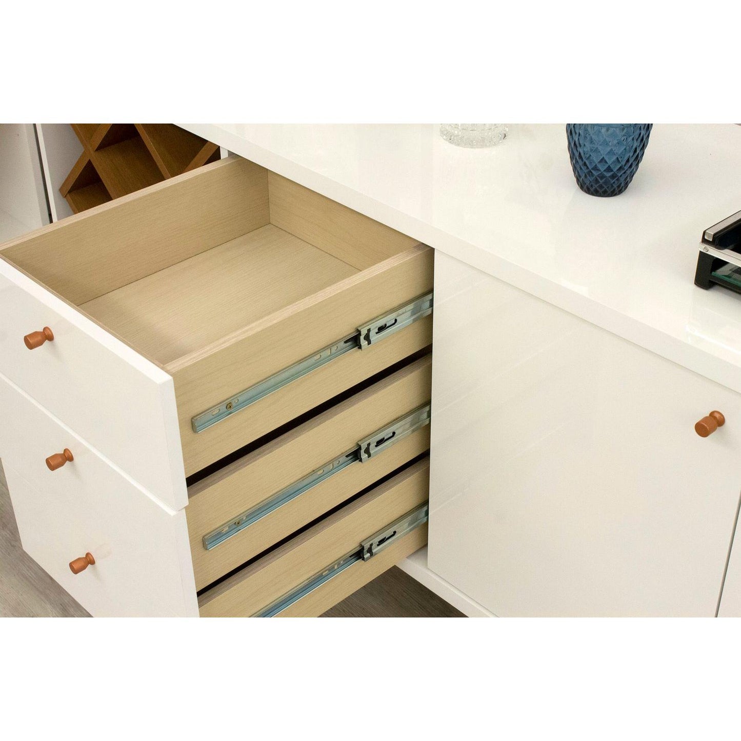 Manhattan Comfort Utopia Wide Dresser Cabinet In Off White & Maple Cream