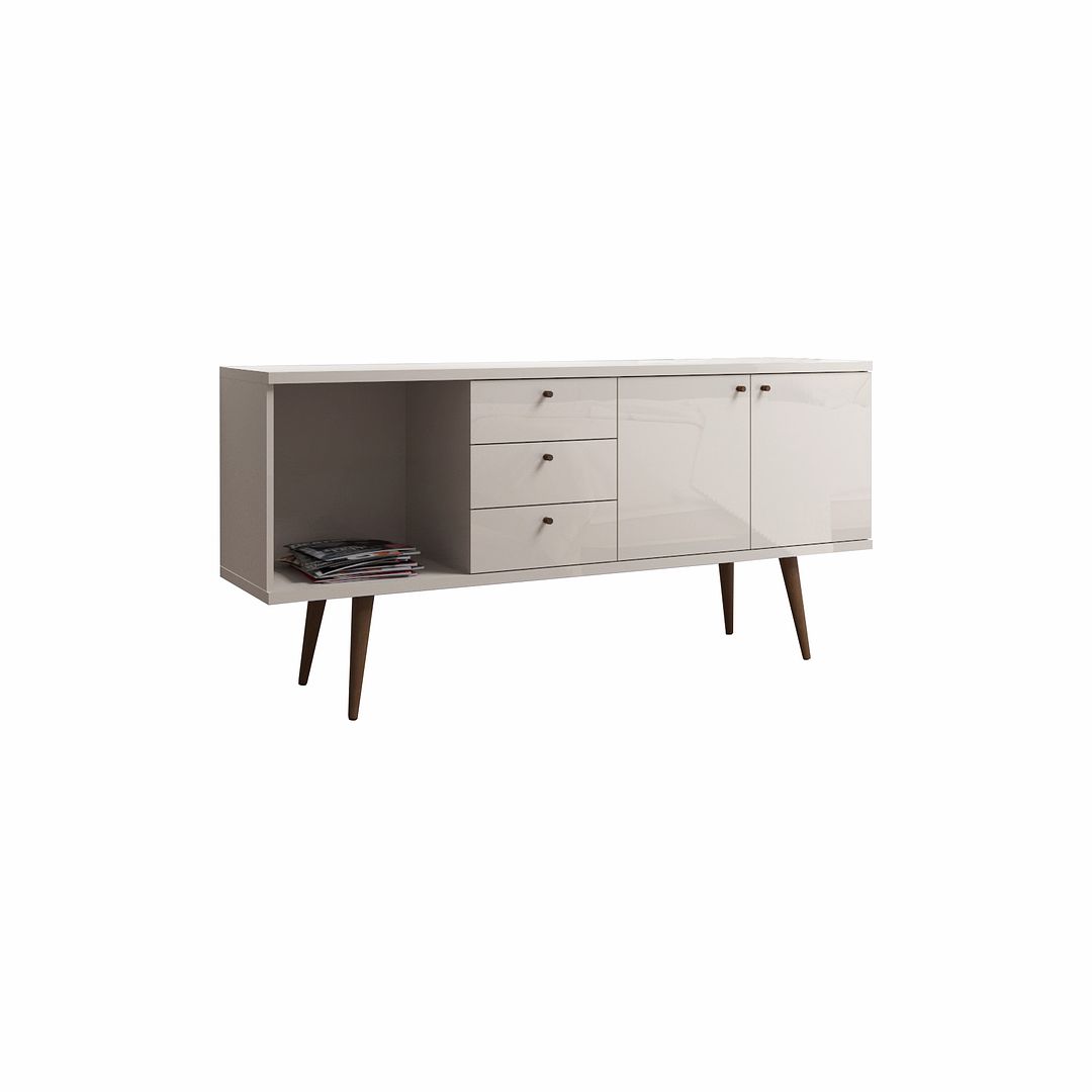 Manhattan Comfort Utopia Wide Dresser Cabinet In Off White & Maple Cream