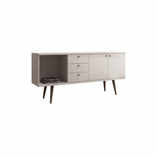 Manhattan Comfort Utopia Wide Dresser Cabinet In Off White & Maple Cream