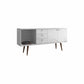 Manhattan Comfort Utopia Wide Dresser Cabinet In White Gloss & Maple Cream