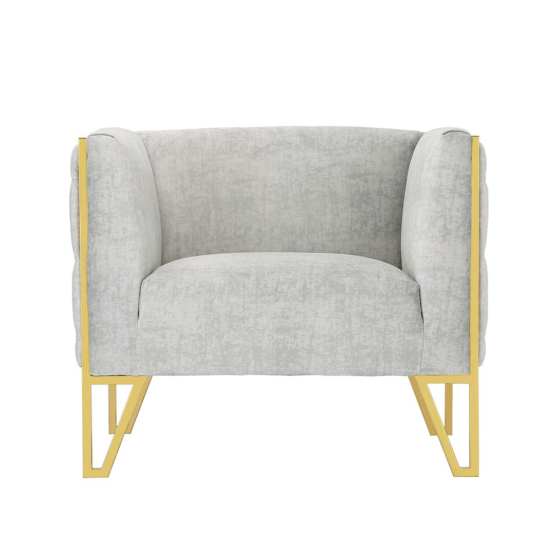 Manhattan Comfort Vector Gray & Gold Velvet Accent Chair