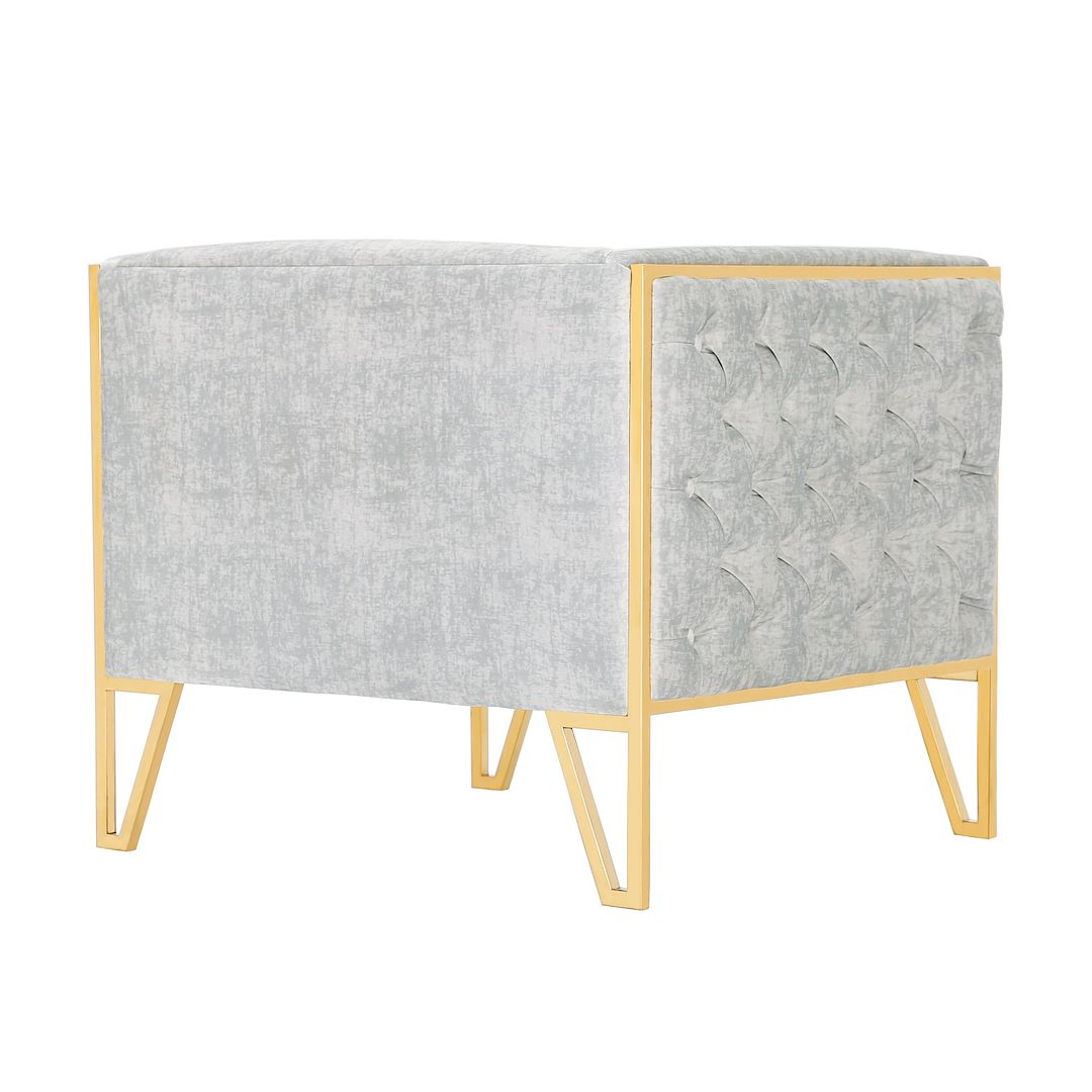 Manhattan Comfort Vector Gray & Gold Velvet Accent Chair