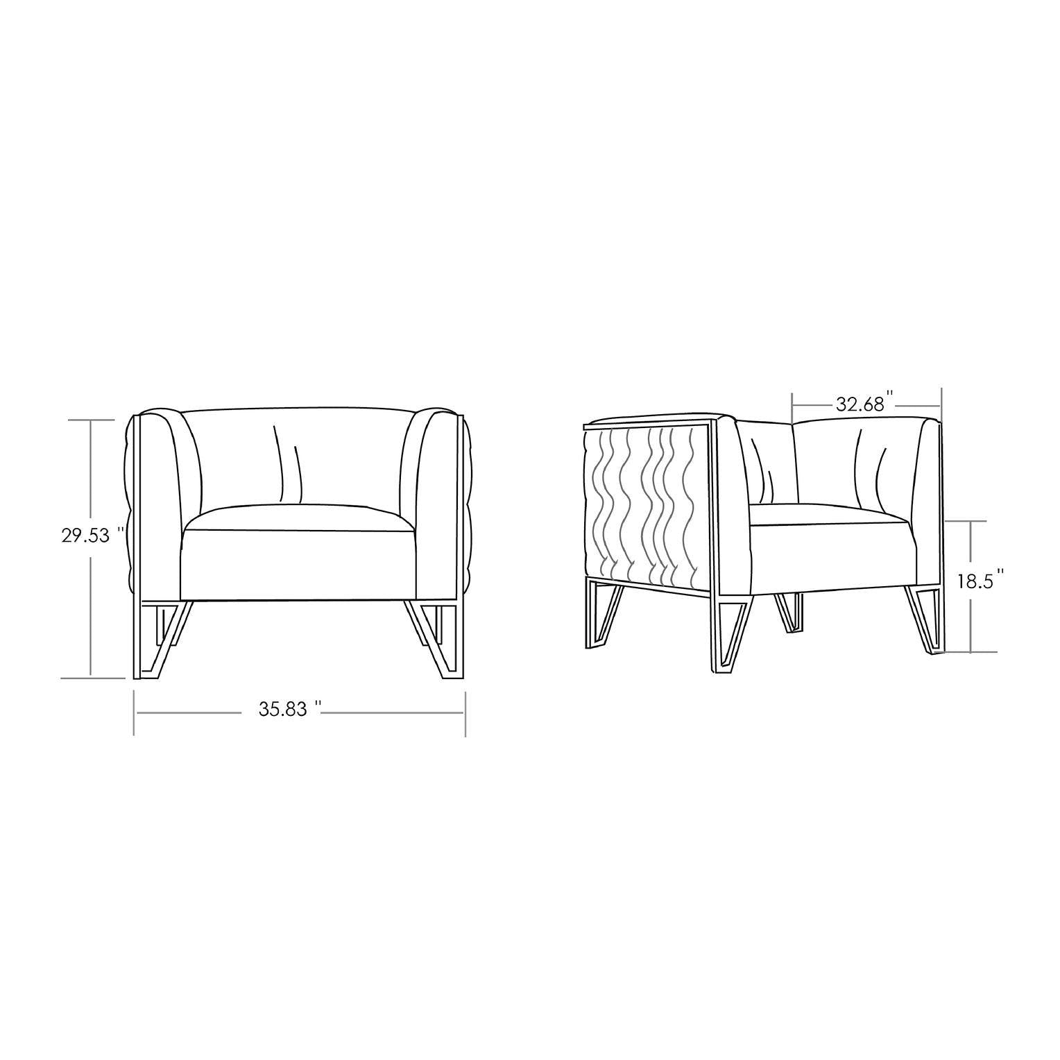 Manhattan Comfort Vector Gray & Gold Velvet Accent Chair