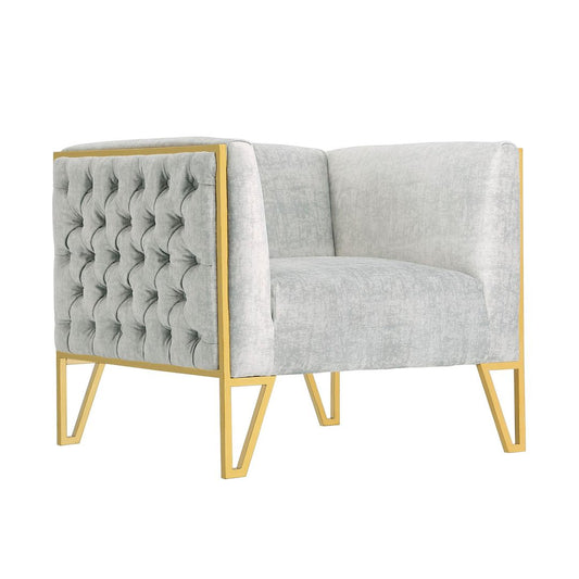 Manhattan Comfort Vector Gray & Gold Velvet Accent Chair