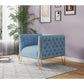 Manhattan Comfort Vector Ocean Blue & Gold Velvet Accent Chair