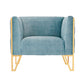Manhattan Comfort Vector Ocean Blue & Gold Velvet Accent Chair