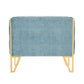 Manhattan Comfort Vector Ocean Blue & Gold Velvet Accent Chair