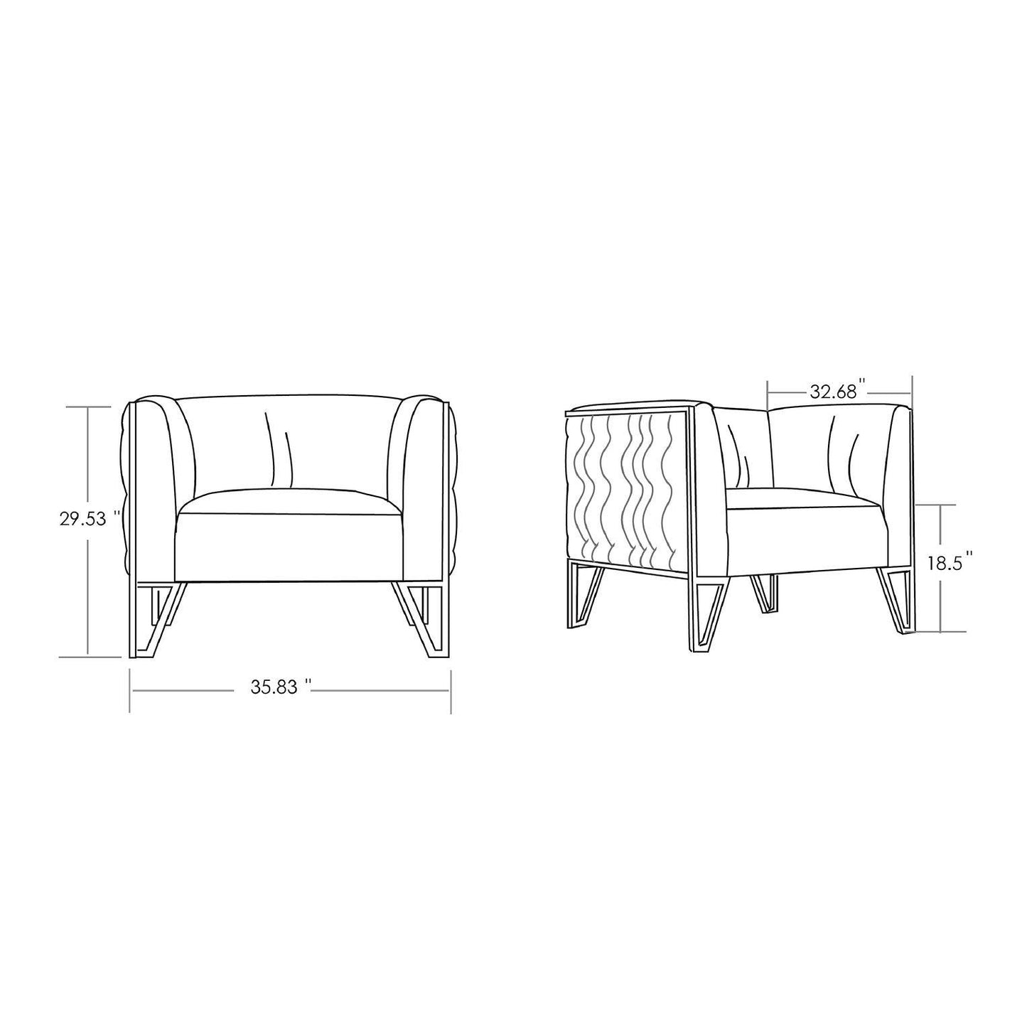 Manhattan Comfort Vector Ocean Blue & Gold Velvet Accent Chair