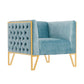 Manhattan Comfort Vector Ocean Blue & Gold Velvet Accent Chair
