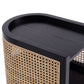 Manhattan Comfort Versailles 2-Piece Black & Natural Cane End Table
