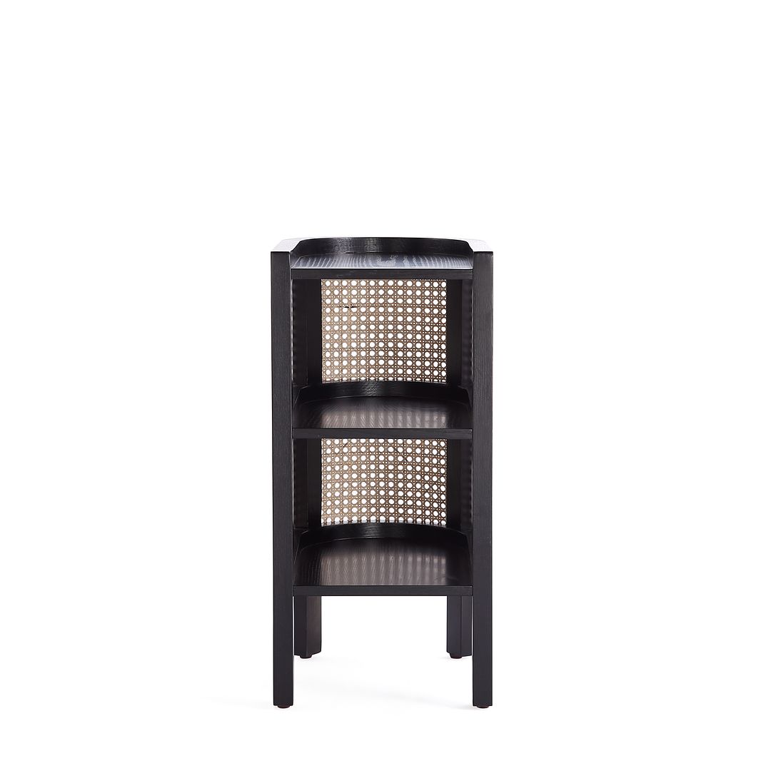 Manhattan Comfort Versailles 2-Piece Black & Natural Cane End Table